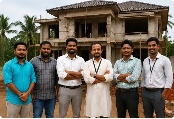 Nazcon field executives at an Indian construction site