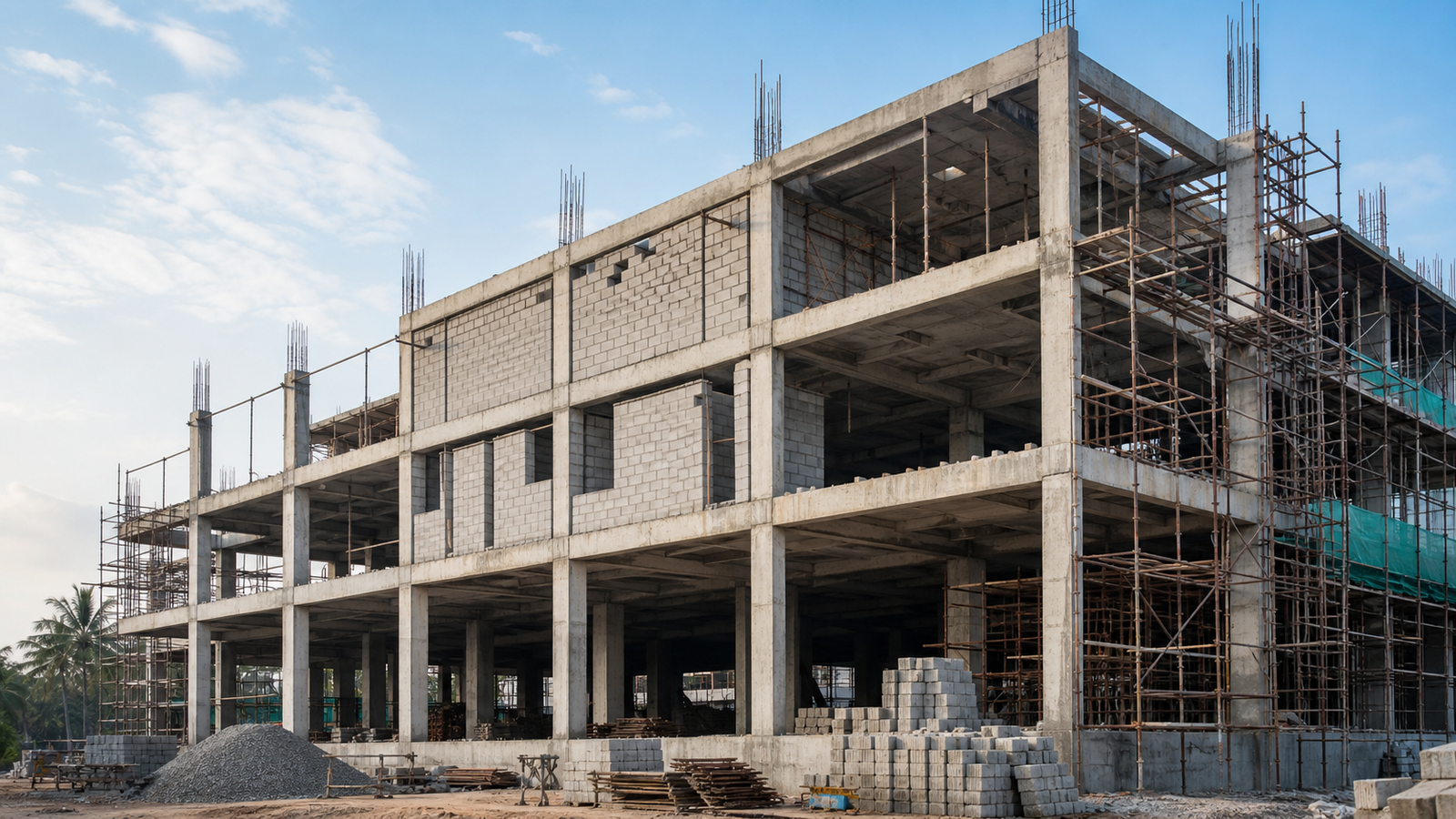 Indian RCC framed building under construction